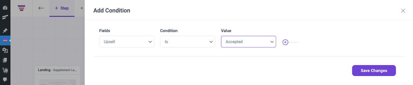 Configure condition to show Downsell offer