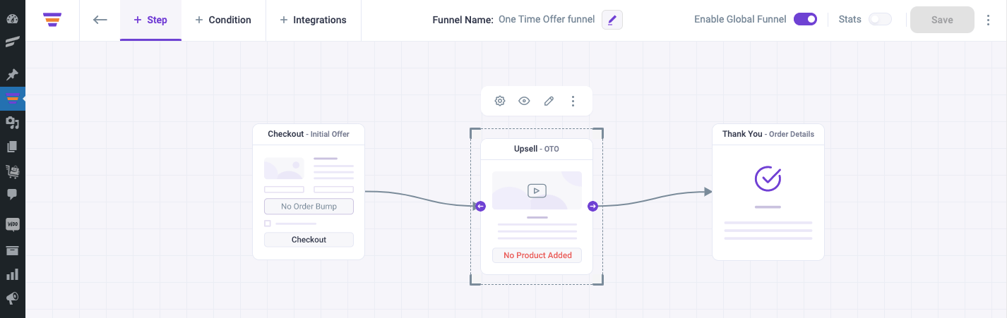 Configure upsell step