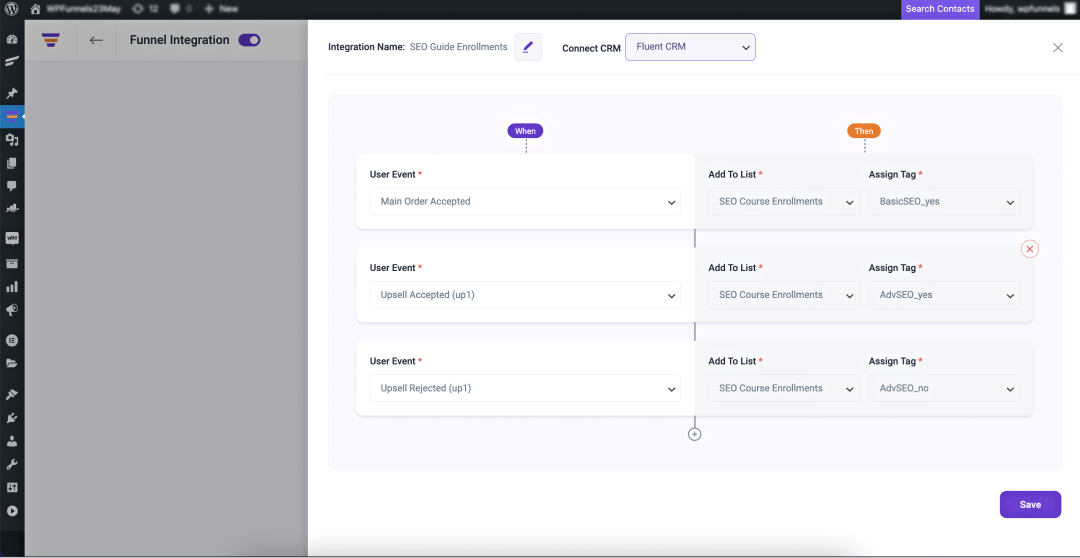 Integration Events - WPFunnels