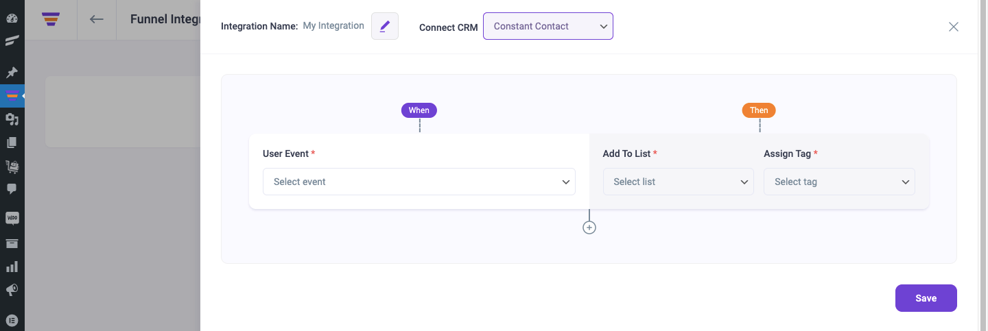 Configure event trigger & action