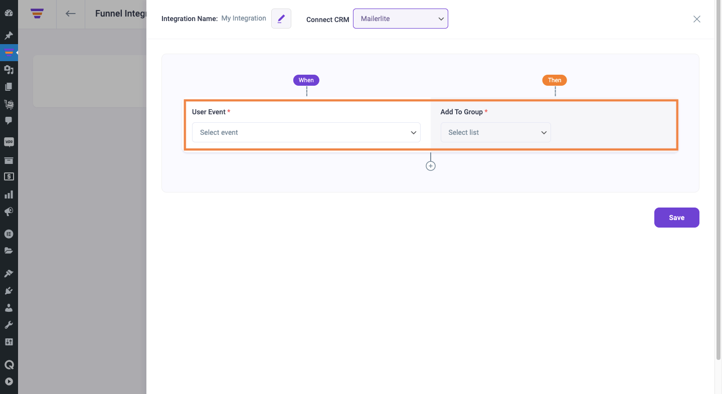 Setup User Event & configure Group