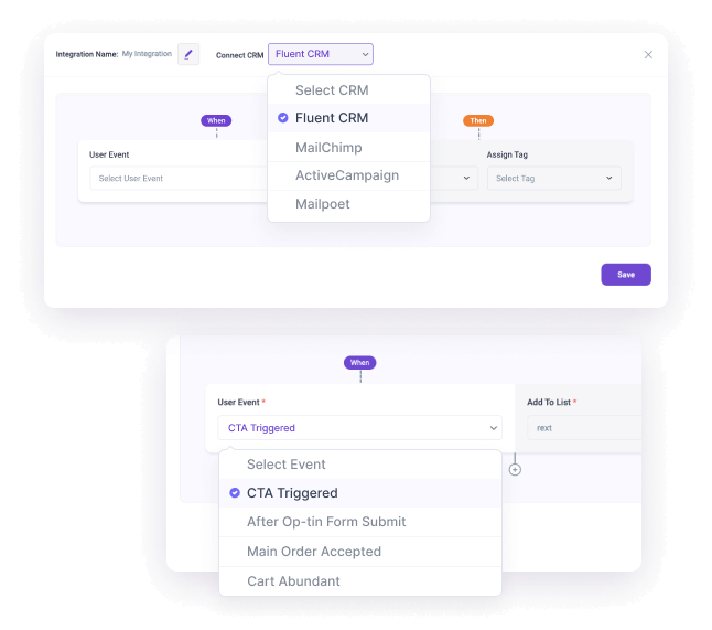 Choose Event Triggers Based On Funnel Actions