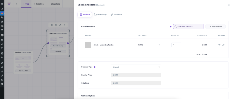 Add Product on your Sales funnel checkout page