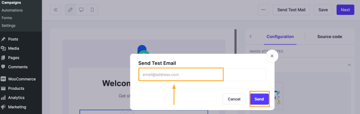 sending test mail