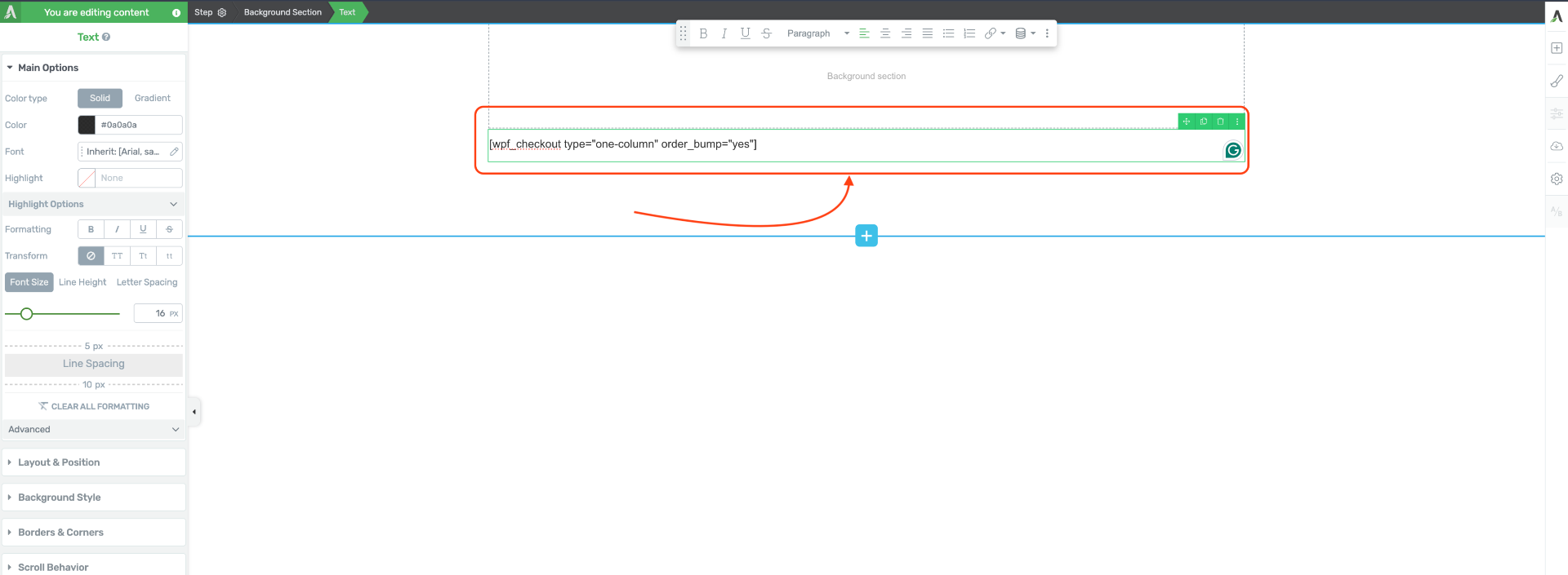 How To Use WPFunnels Shortcode In Thrive Architect 14 Edit Checkout step