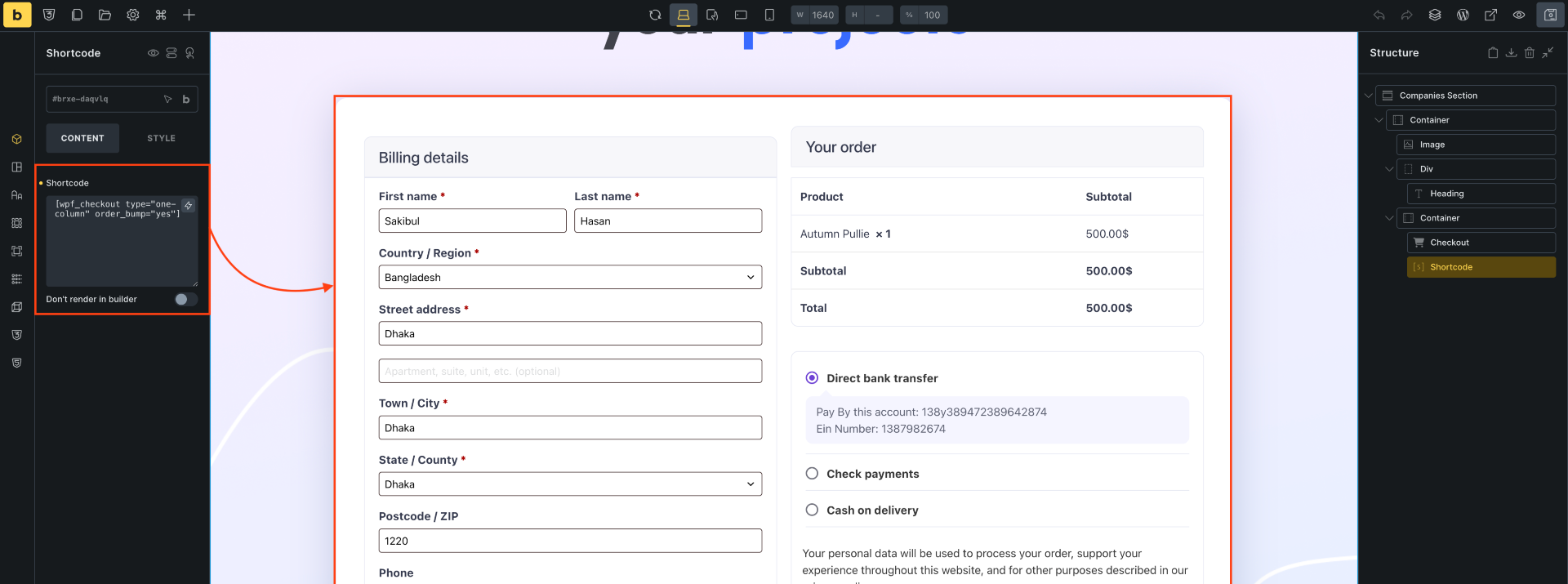 How To Use WPFunnels Shortcode In Bricks Builder 14 Sales funnel checkout shortcode