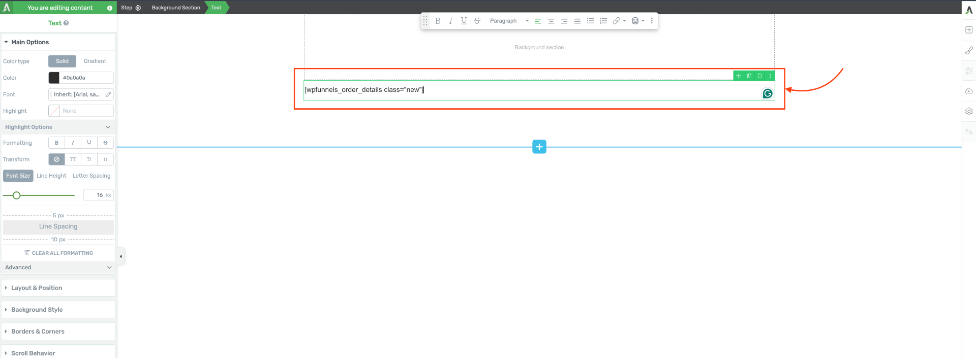 How To Use WPFunnels Shortcode In Thrive Architect 21 Order details Shortcode