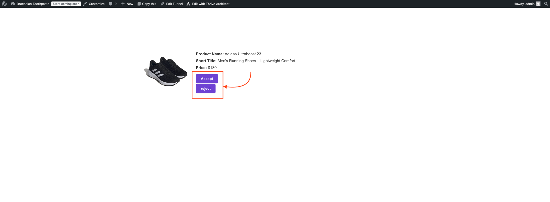 How To Use WPFunnels Shortcode In Thrive Architect 19 Offer accept and reject button