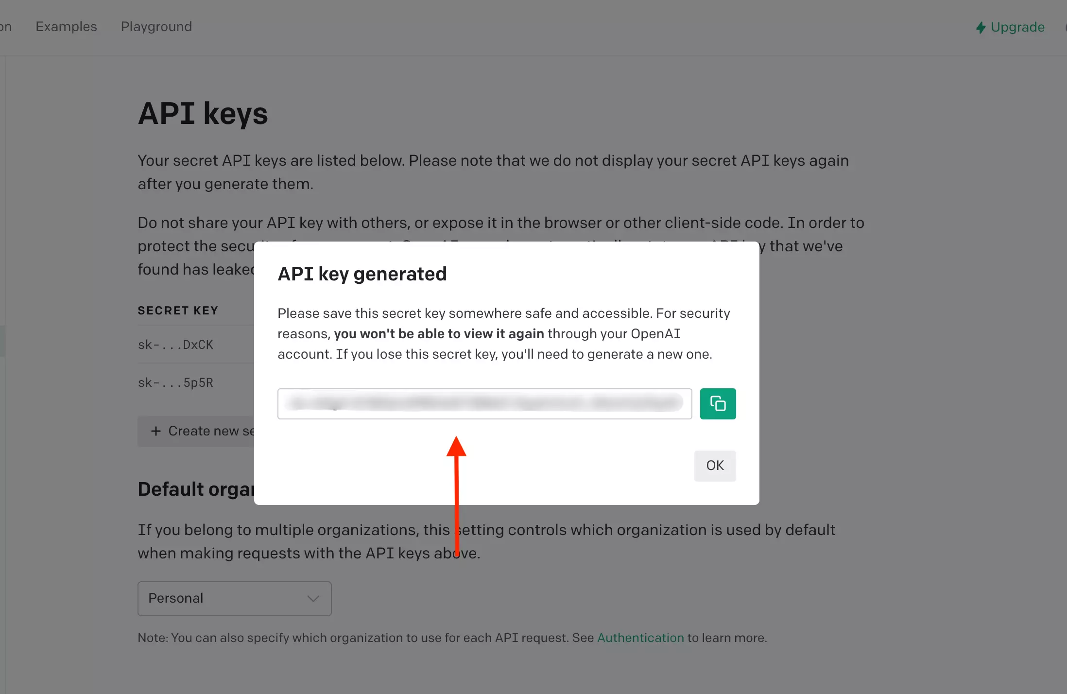 Generate the API key