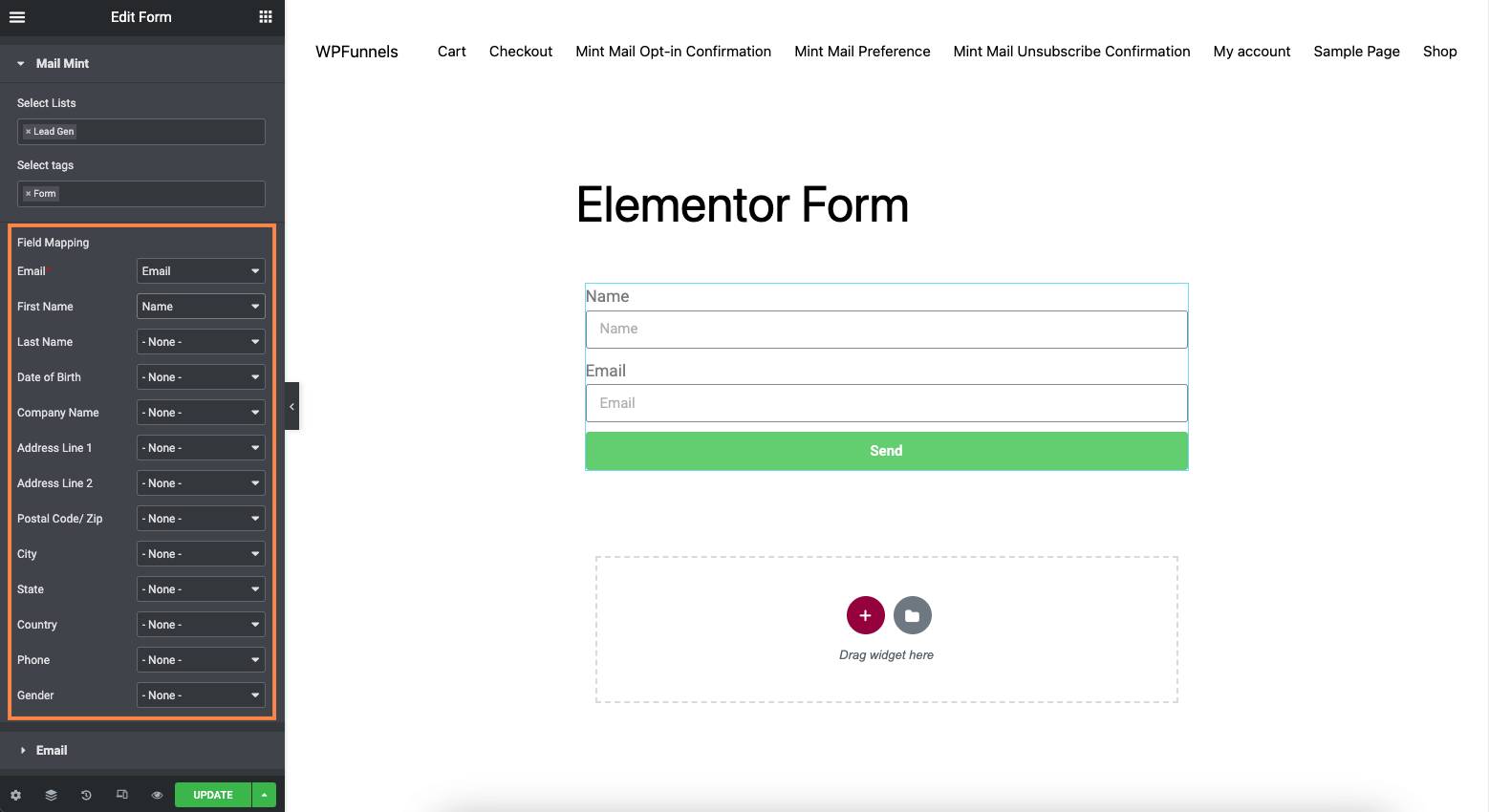 Map your form field