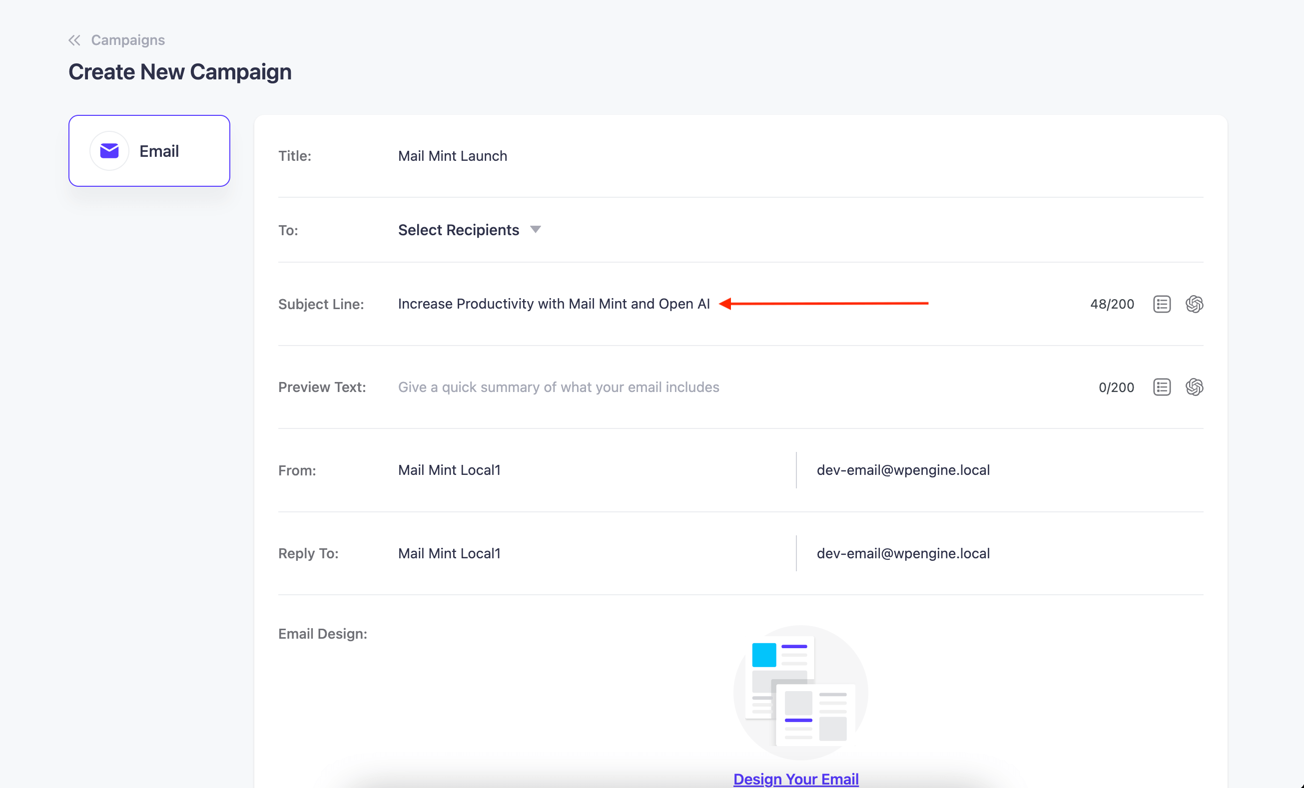 Add and refine the chatgpt subject line