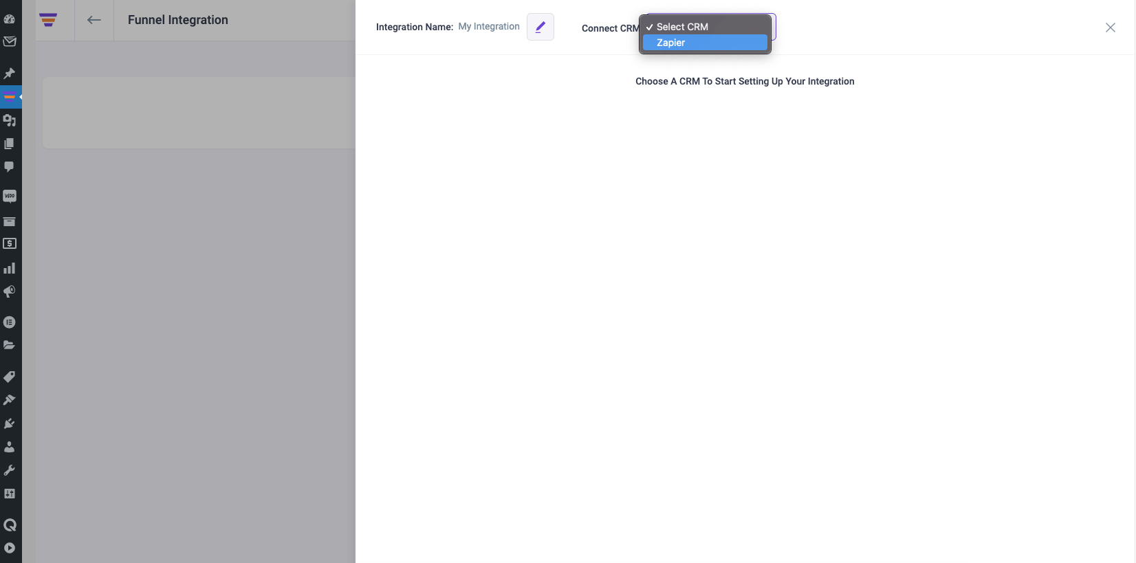 Choose Zapier to connect with Funnel