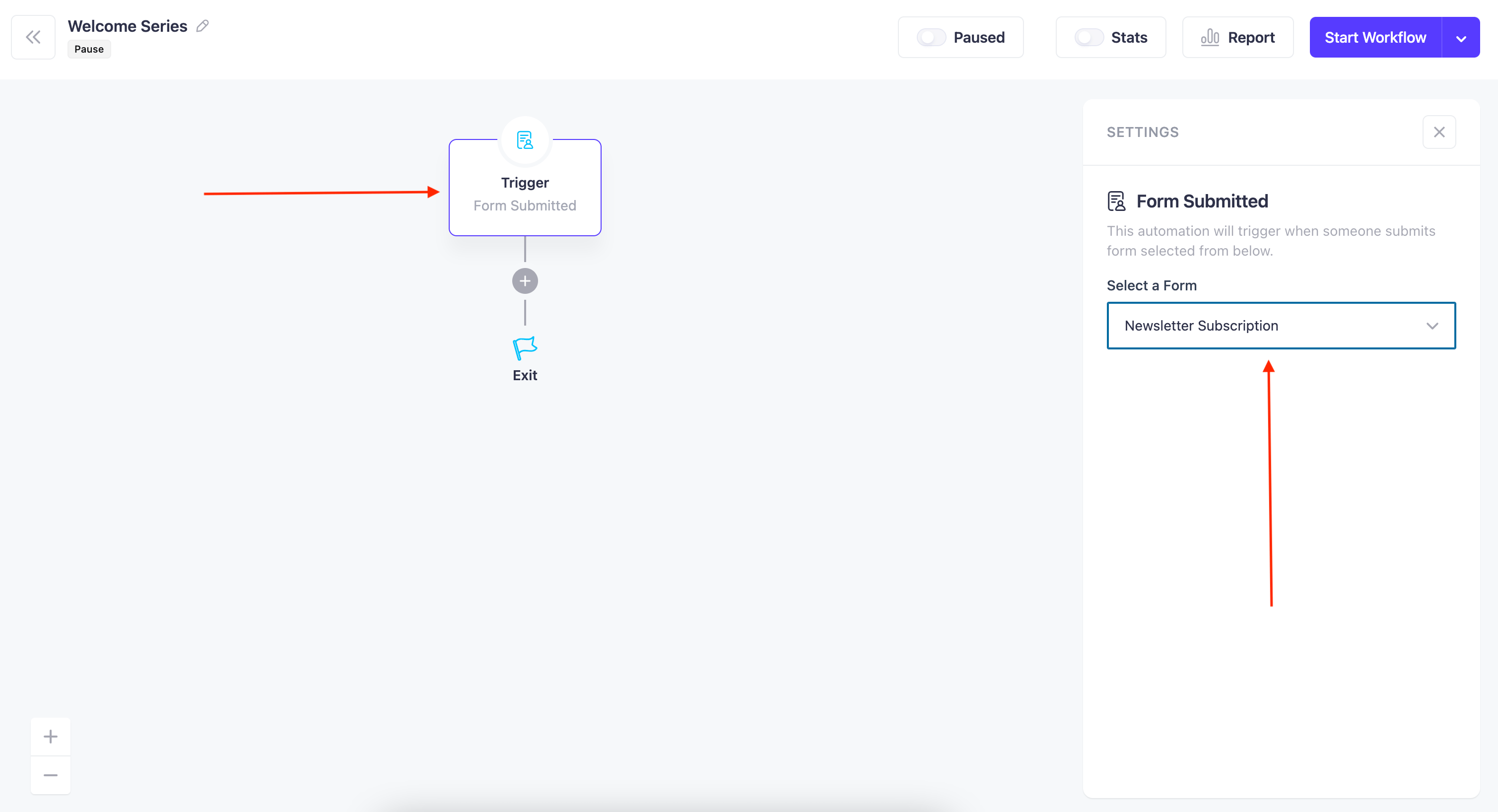 Add a Form Submitted trigger in Email Automation