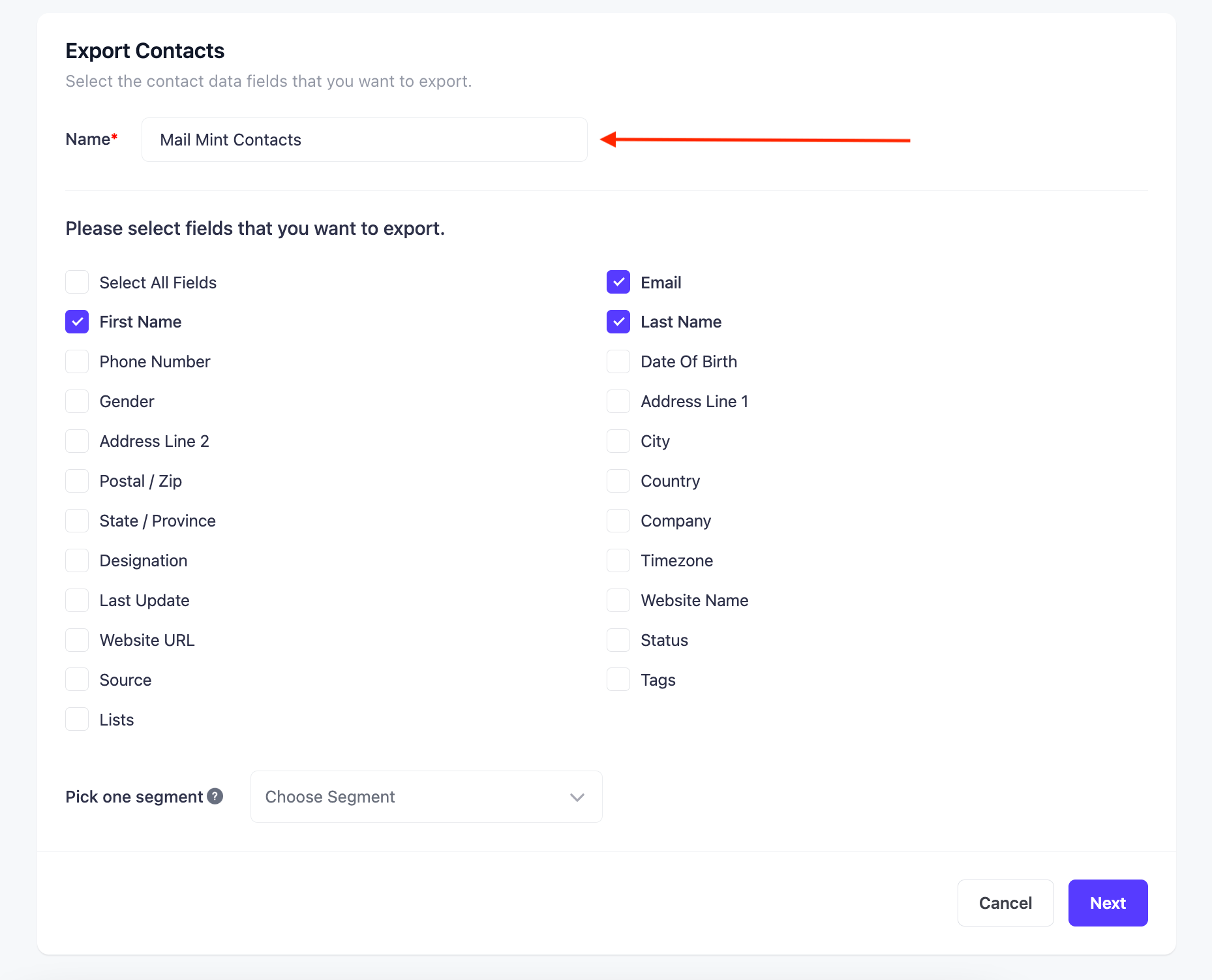 Give a title to the excel sheet that you want to export