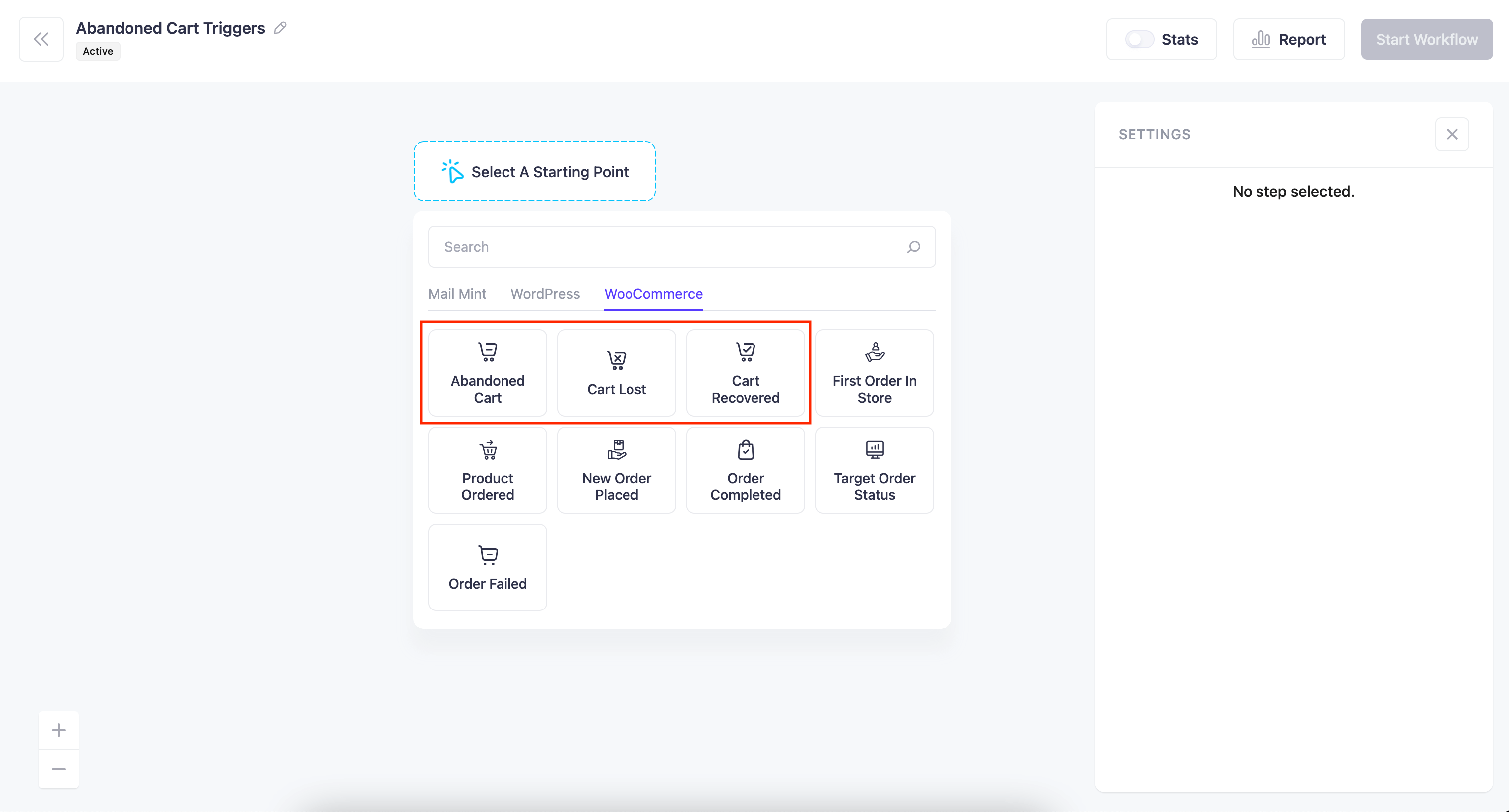 Trigger automation for abandoned carts