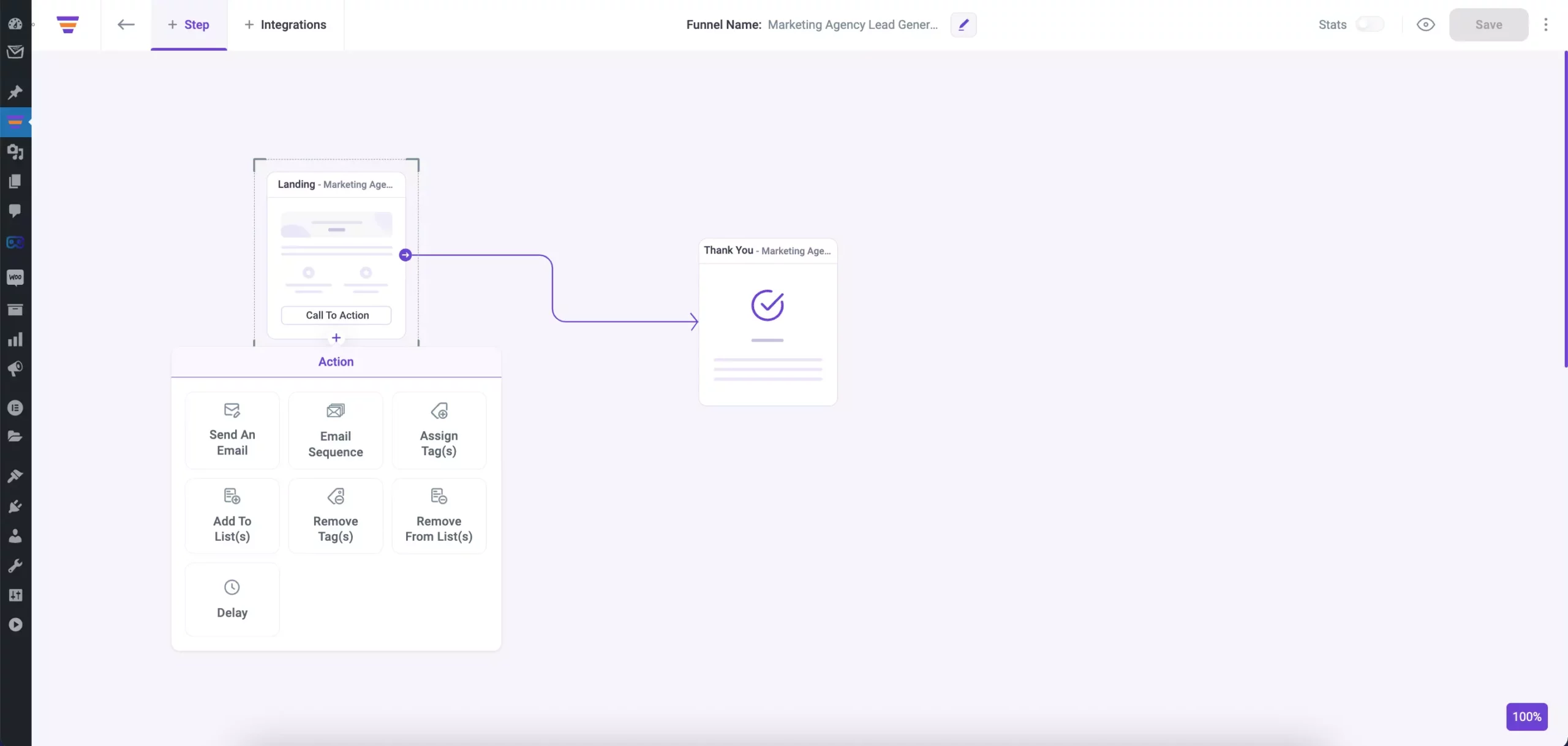 Add Delay action and set condition