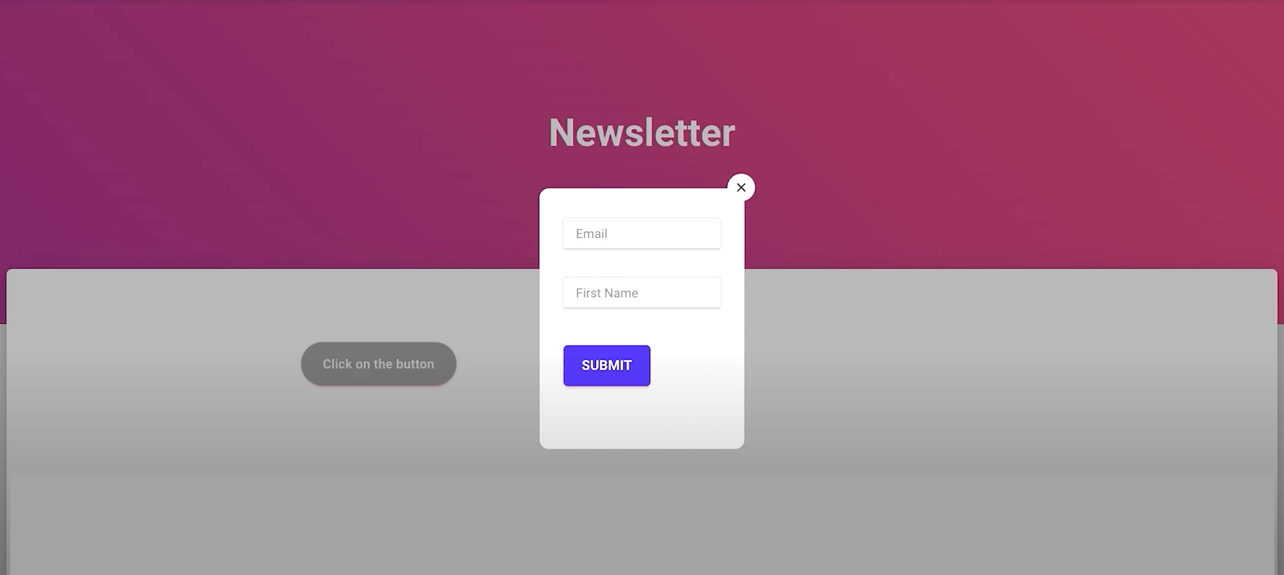 Button Click Pop Up Form