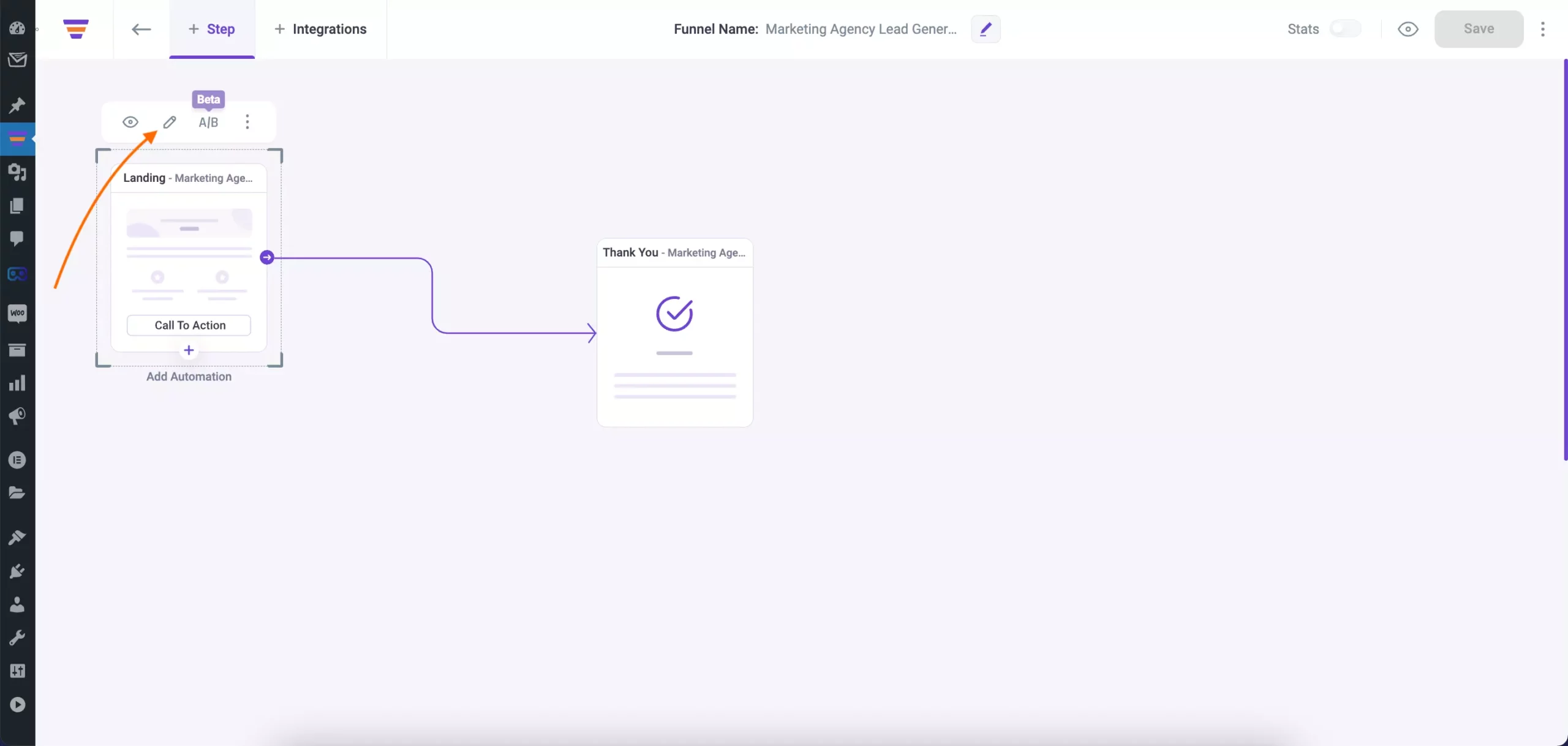 Edit landing page