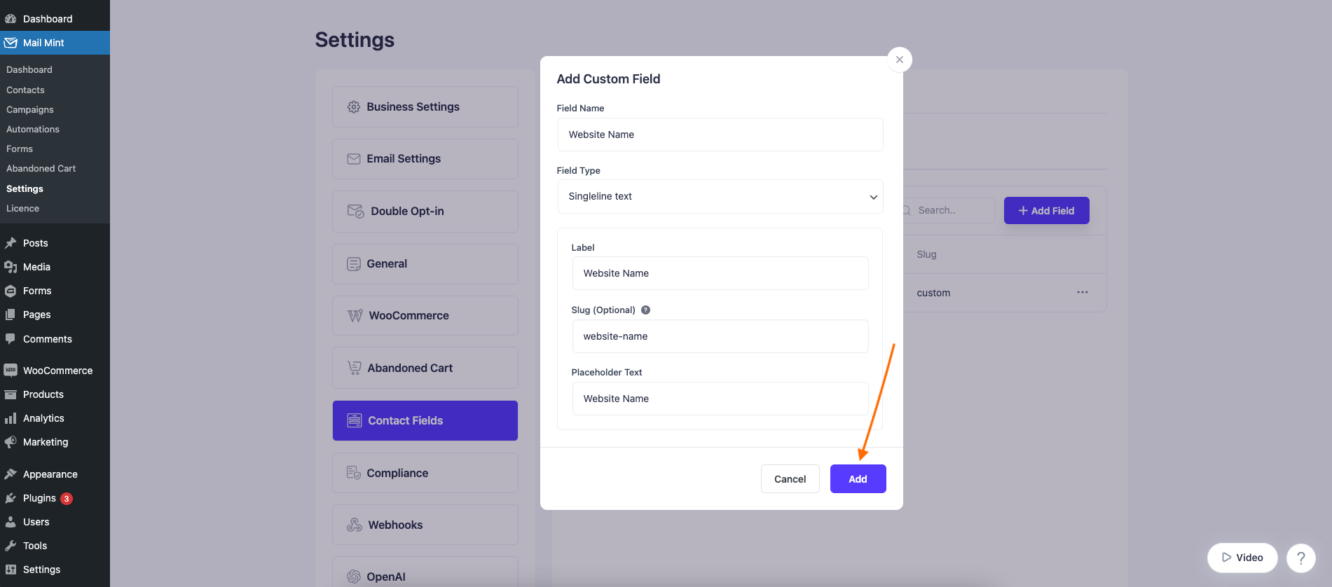 Add Custom Contact Field