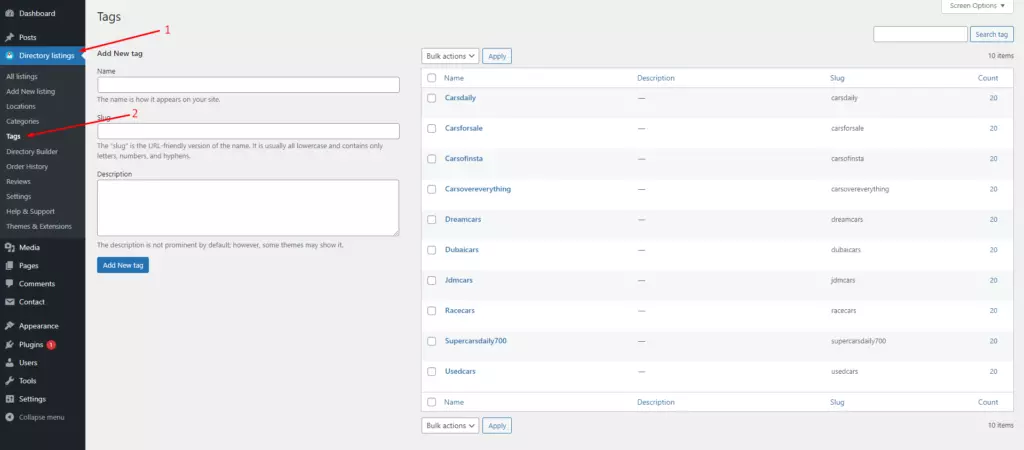 How to Build A Directory Website Along With Email Marketing in WordPress in 2024 12 Create tags for your WordPress directory site