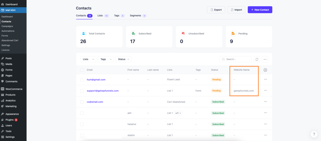 How To Create Custom Contact Fields In Mail Mint | WPFunnels