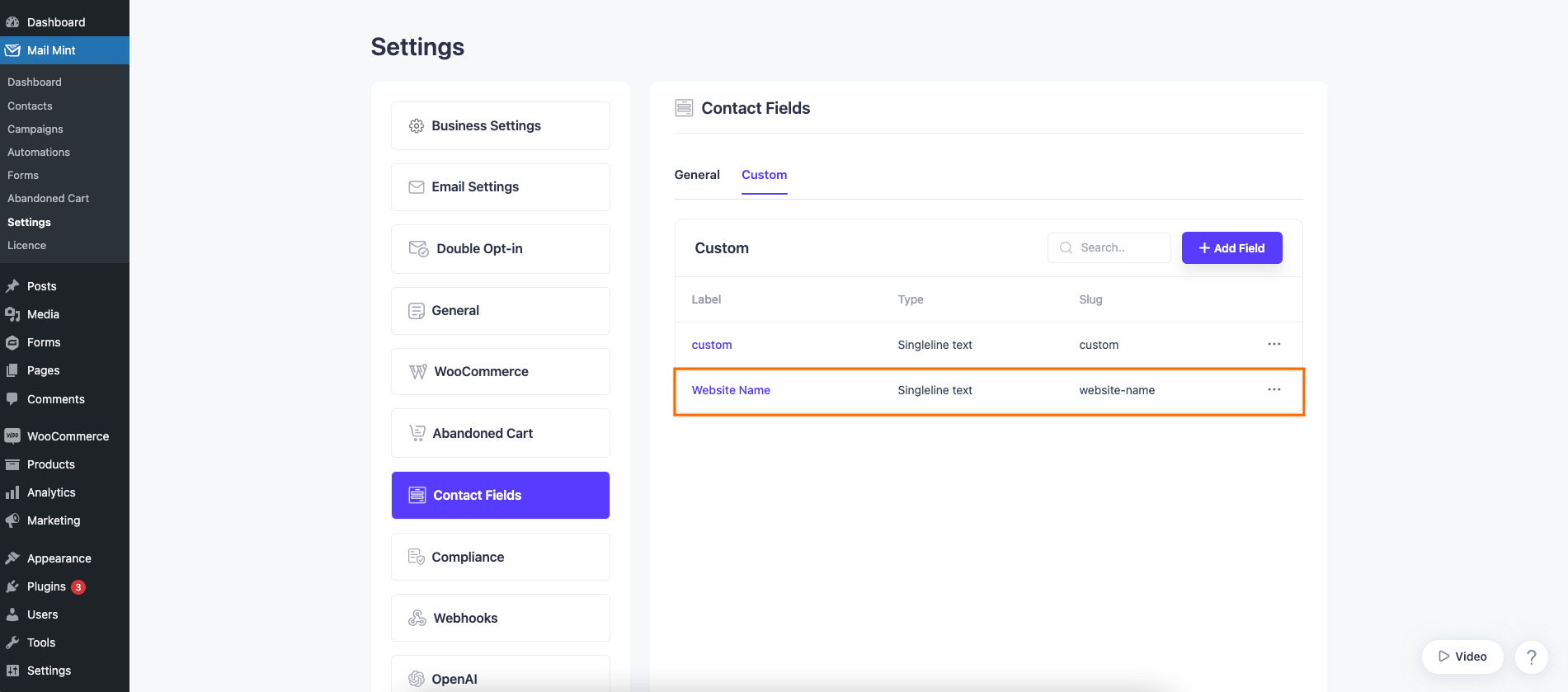 Custom field added