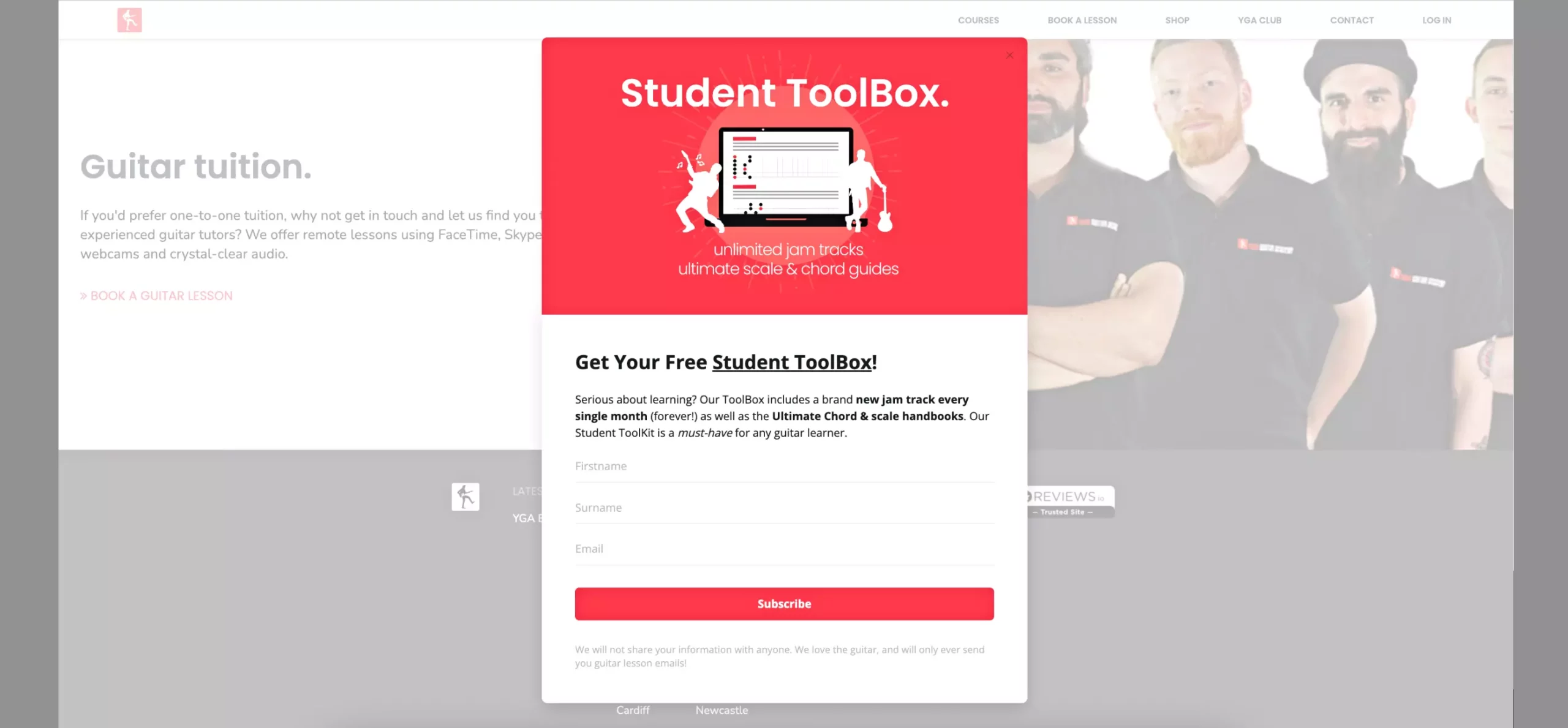 Email popup using a free student toolbox