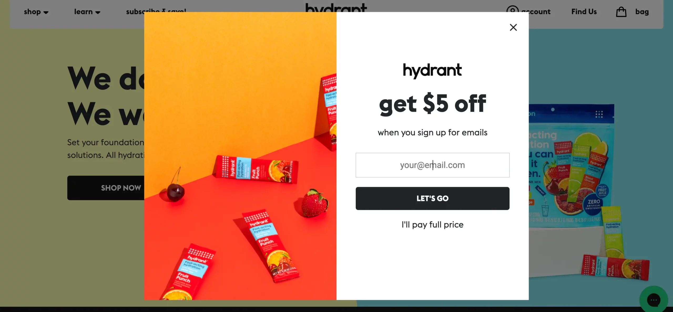 Hydrant's $5 Off For Email Subscription