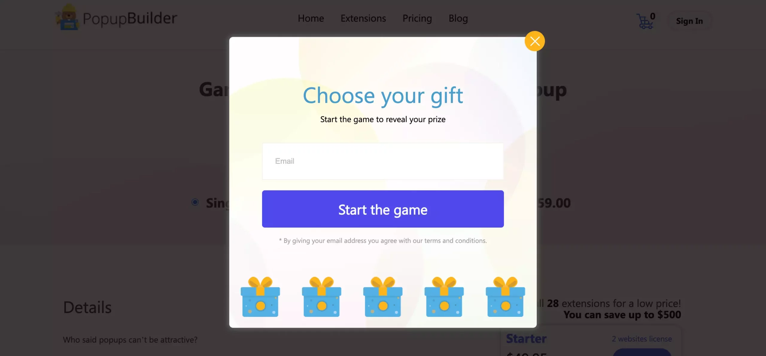 Pick a gift popup by PopupBuilder