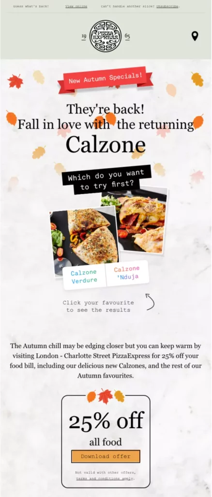 10 Great Restaurant Email Examples And Why They Worked 3 Pizza Express - Restaurant email examples