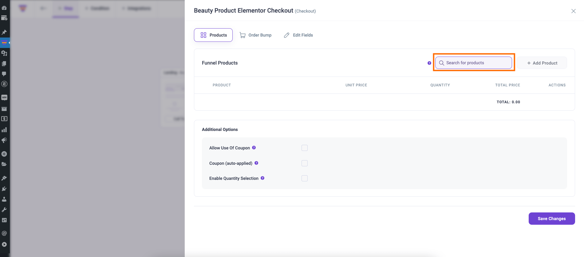 WPFunnels - Assigning Funnel Product 2 Search Product to Add