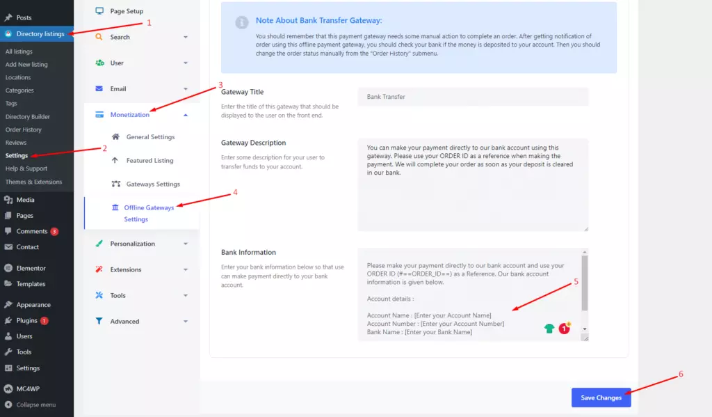 Setup Offline Payment Gateway With Directorist