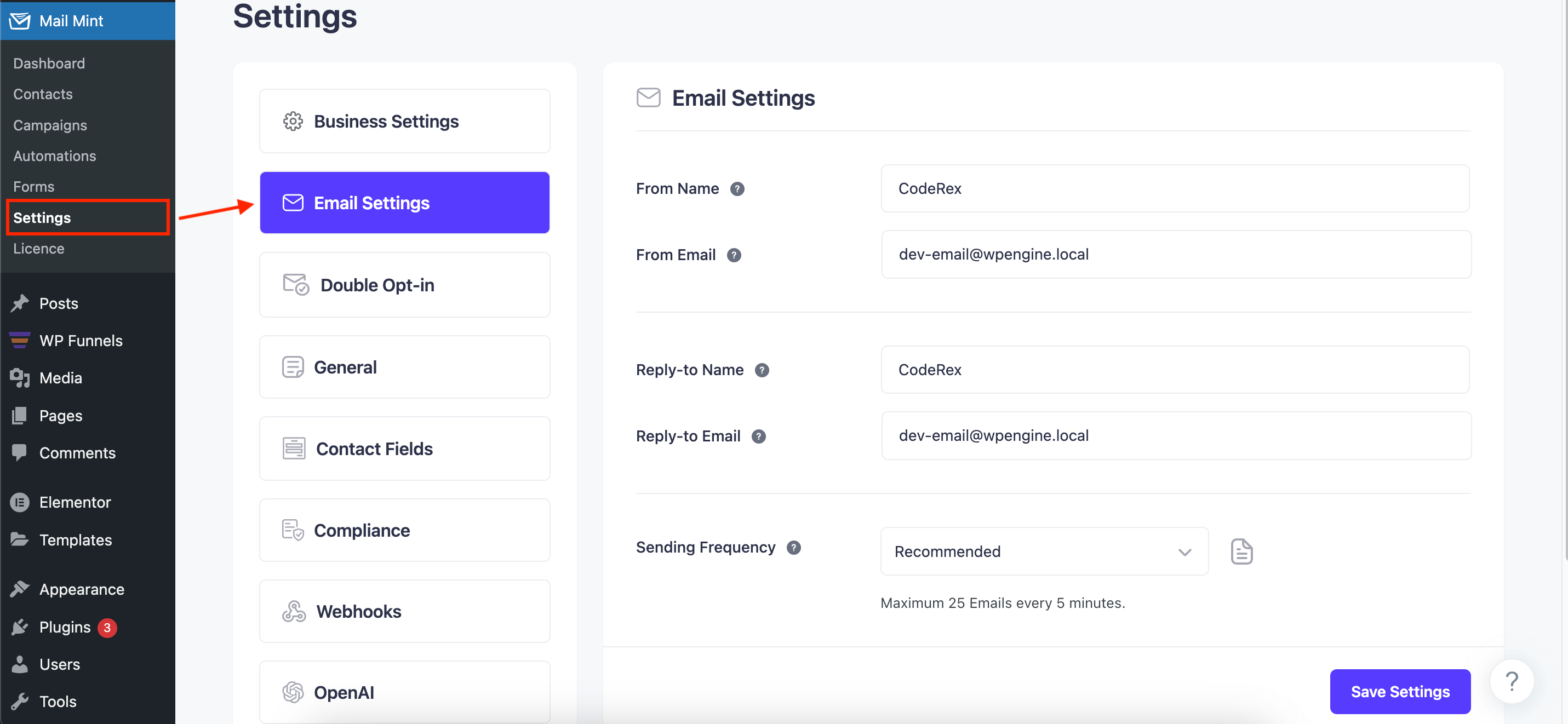 Mail Mint Settings