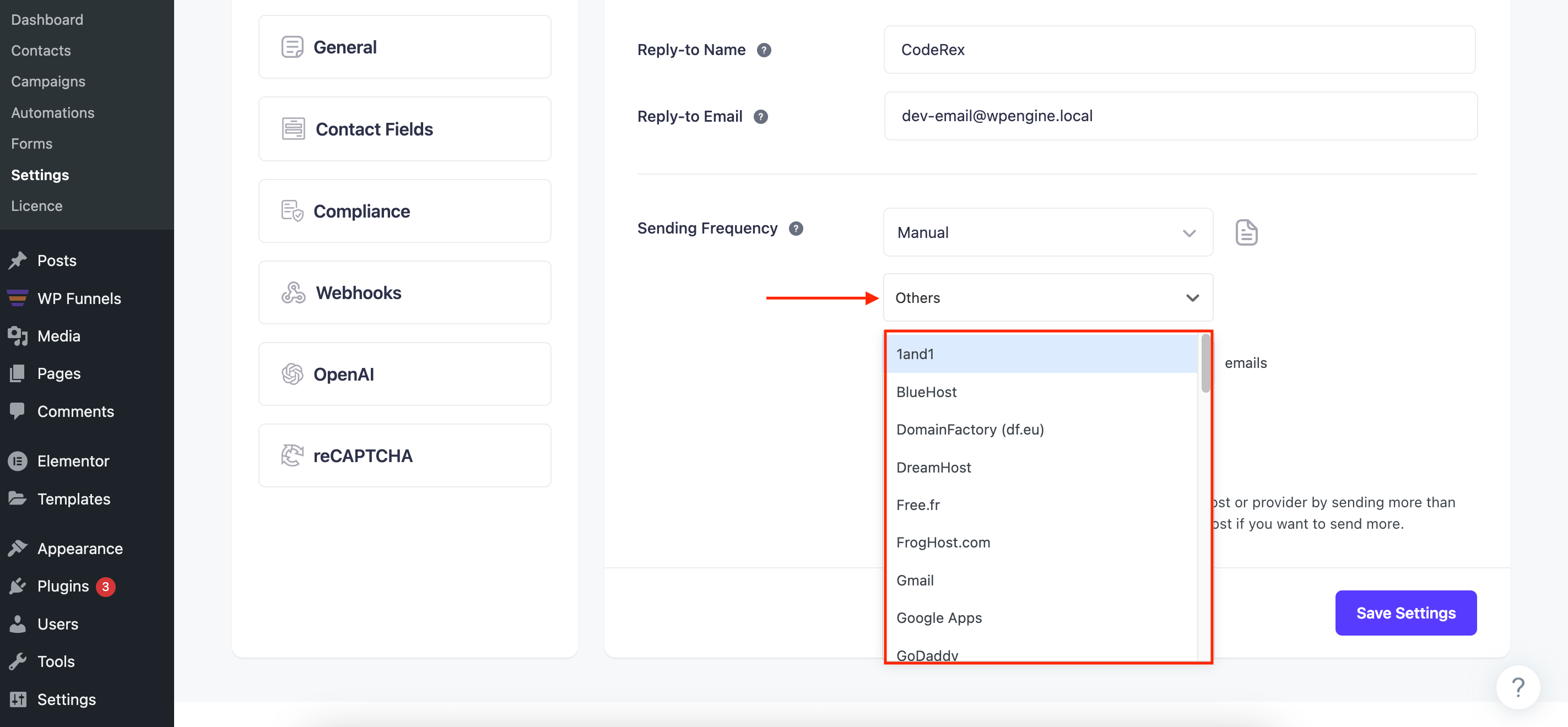 Sending Frequency for different email service provider