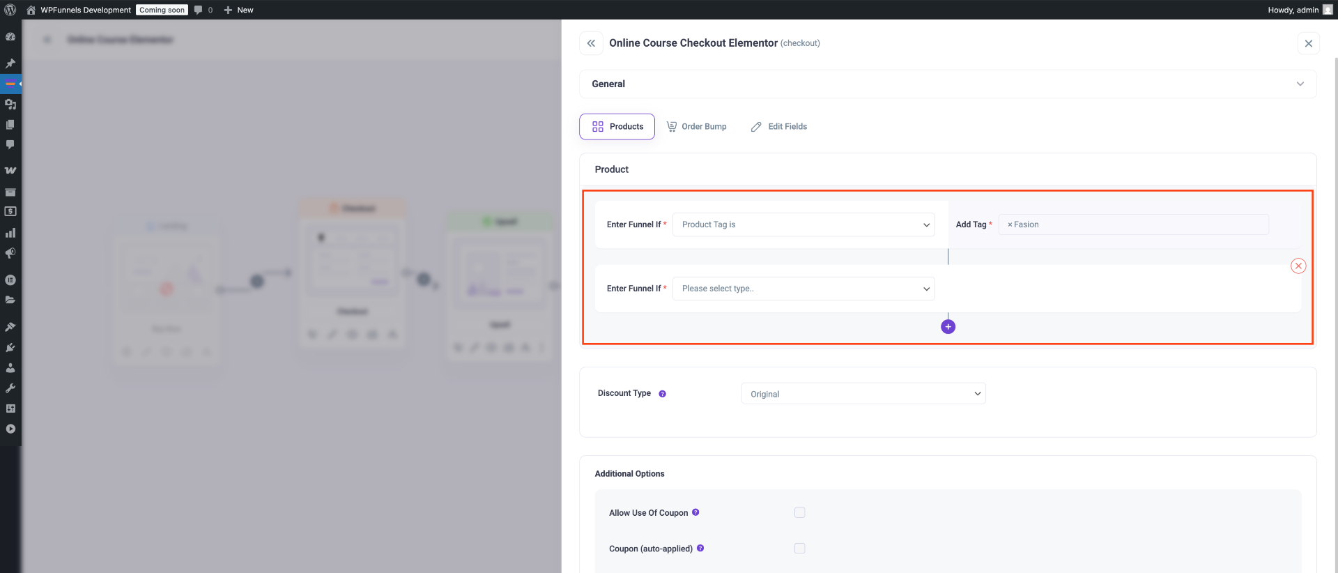 Global Funnel Based On WooCommerce Product Tag 5 Add multiple conditions
