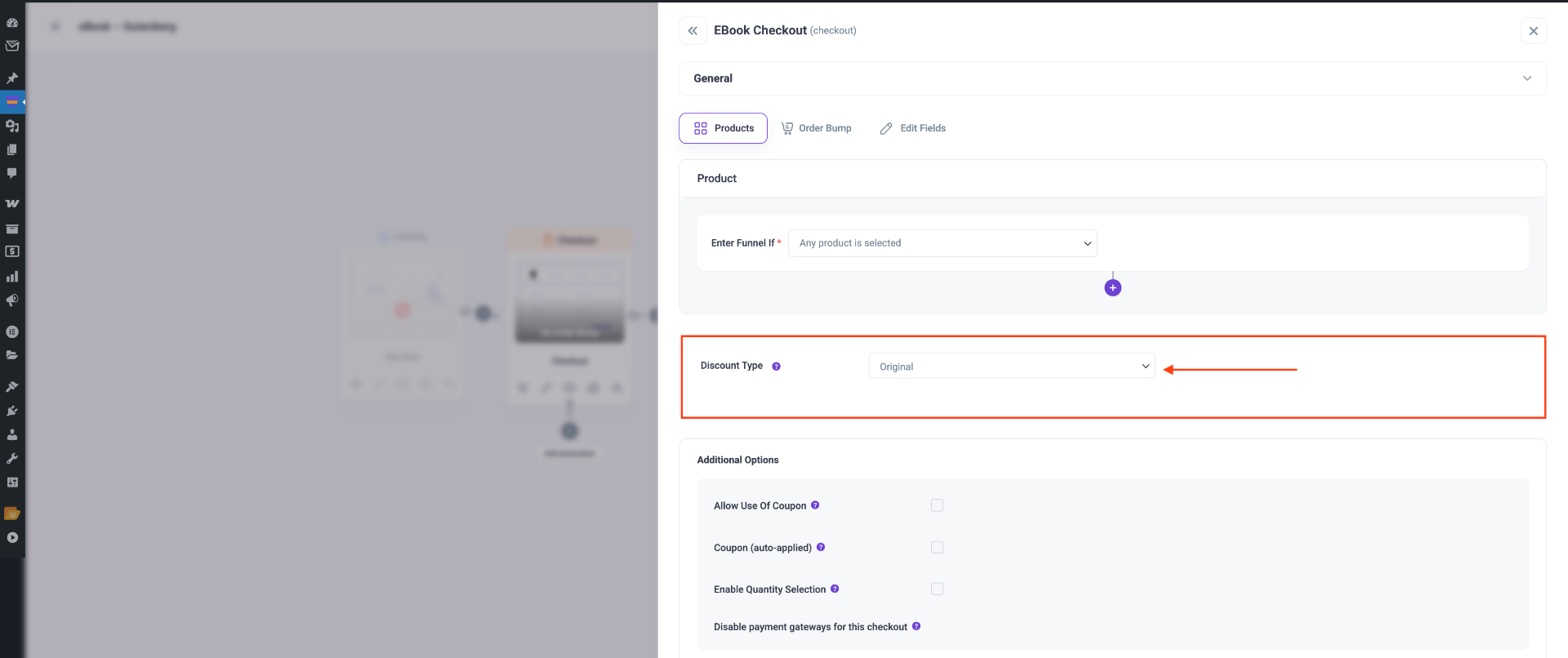 Global Funnel For All Products In WooCommerce Store 5 Discount Type