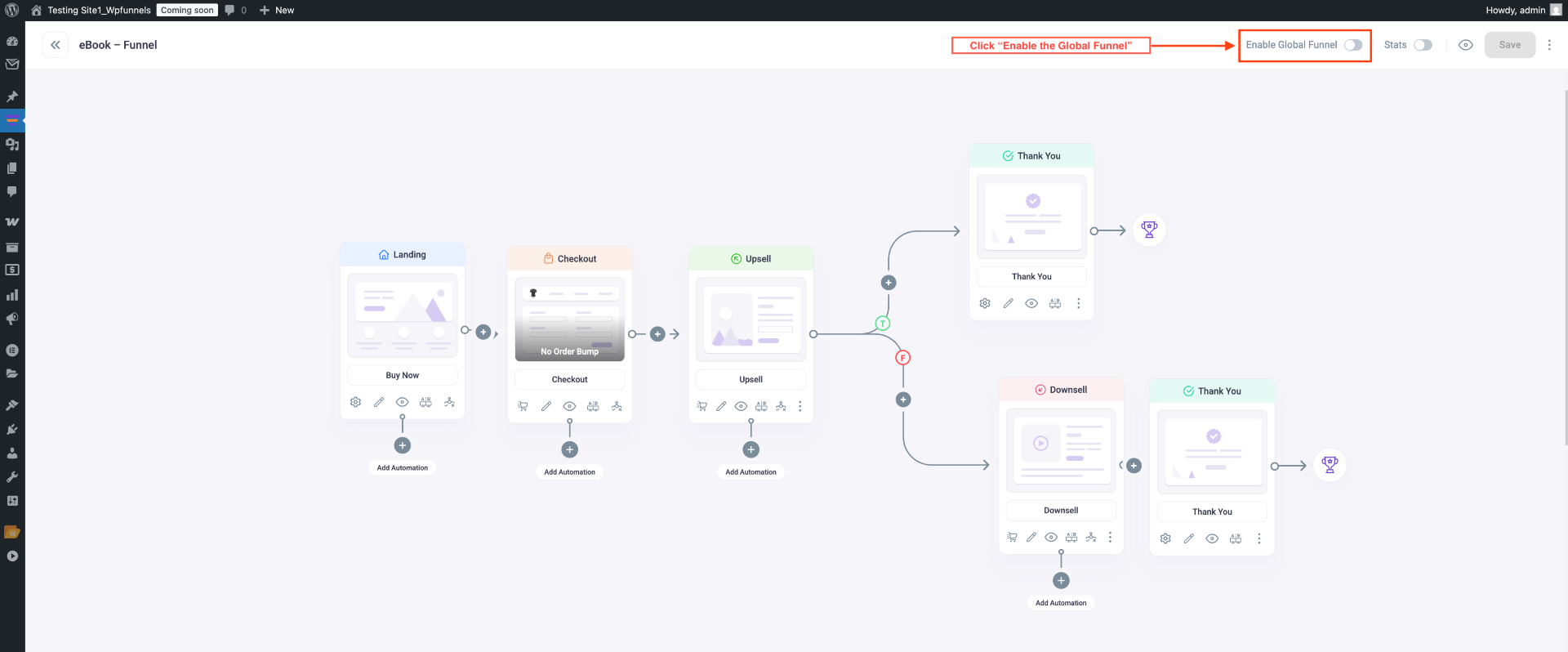 Global Funnel For All Products In WooCommerce Store 2 Enable Global Funnel