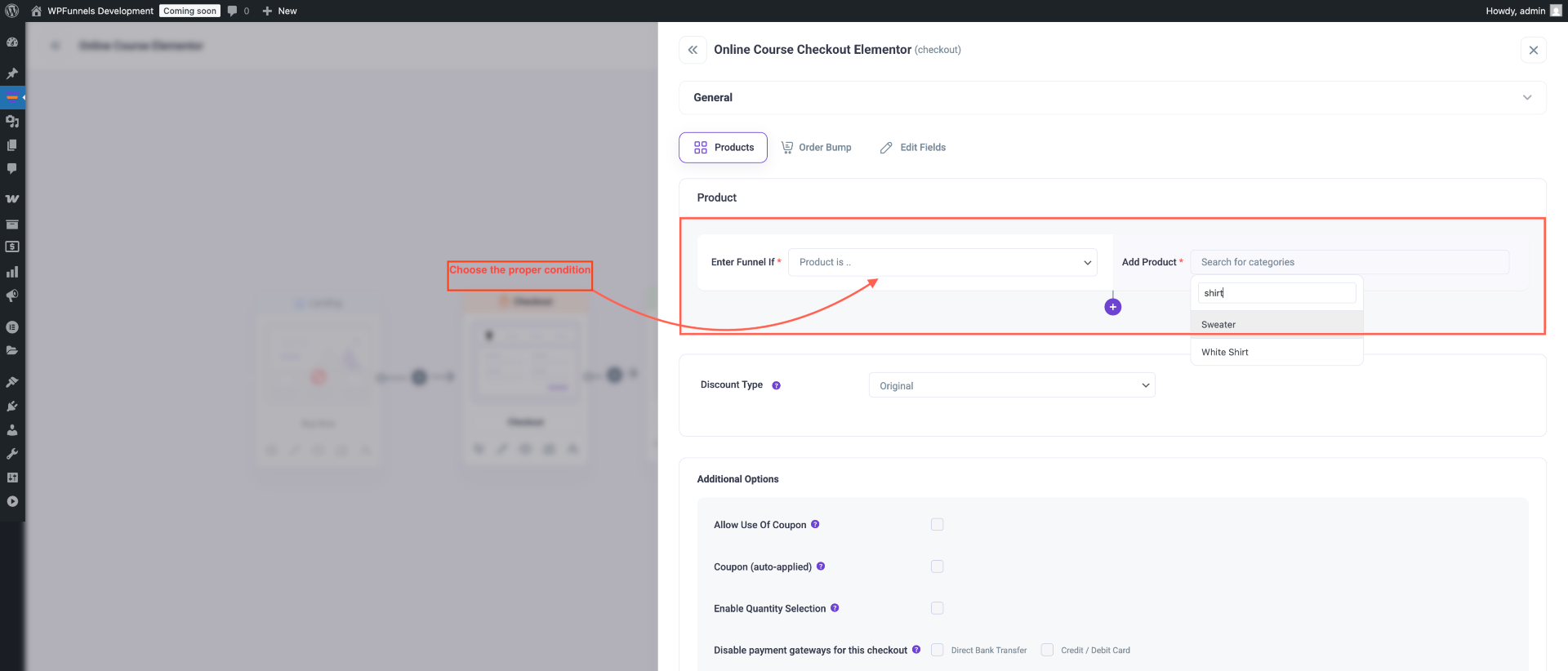 Global Funnel For A Specific Product In WooCommerce Store 4 Enter Funnel- condition - Specific product
