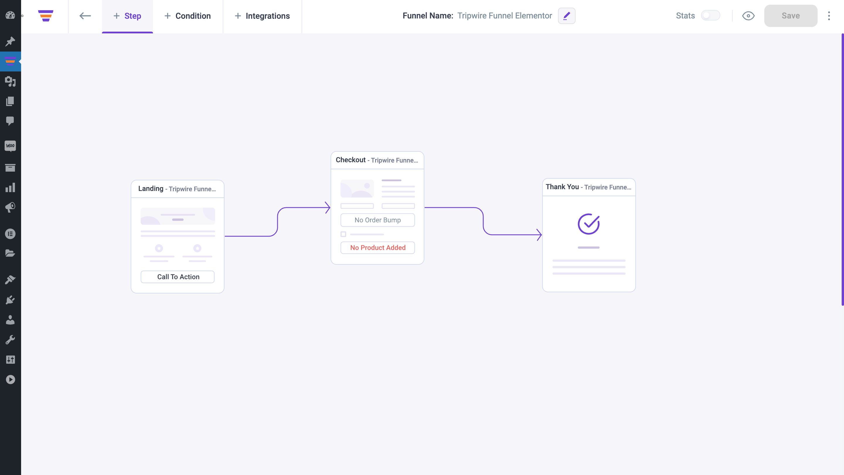 Sales Funnel with checkout step