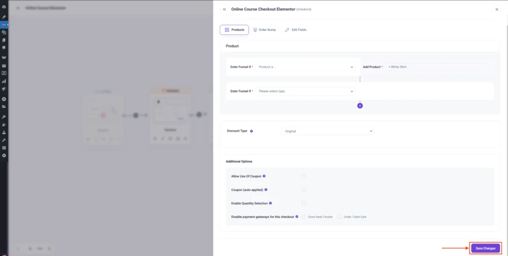 Global Funnel For A Specific Product In WooCommerce Store 8 Save Changes