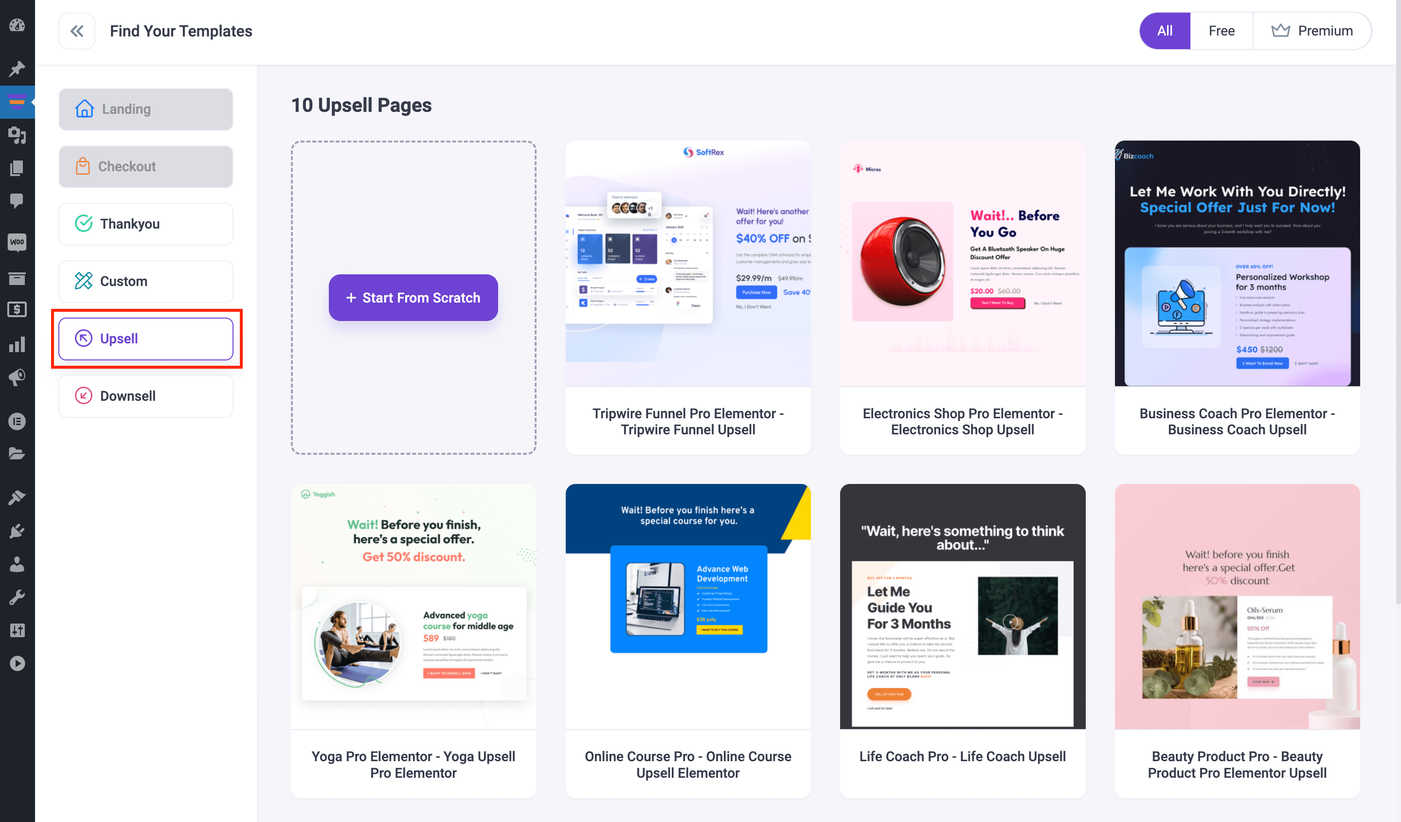 Upsel step templates