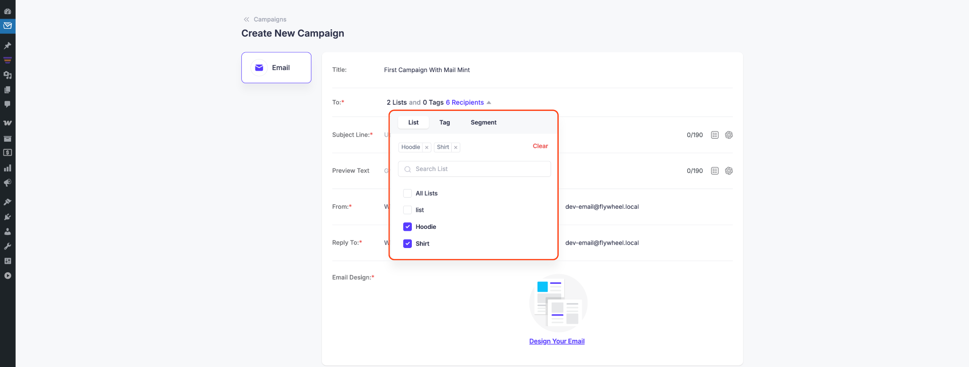 How To Create And Send Regular Email Campaigns In Mail Mint 6 Add Multiple List or Tags
