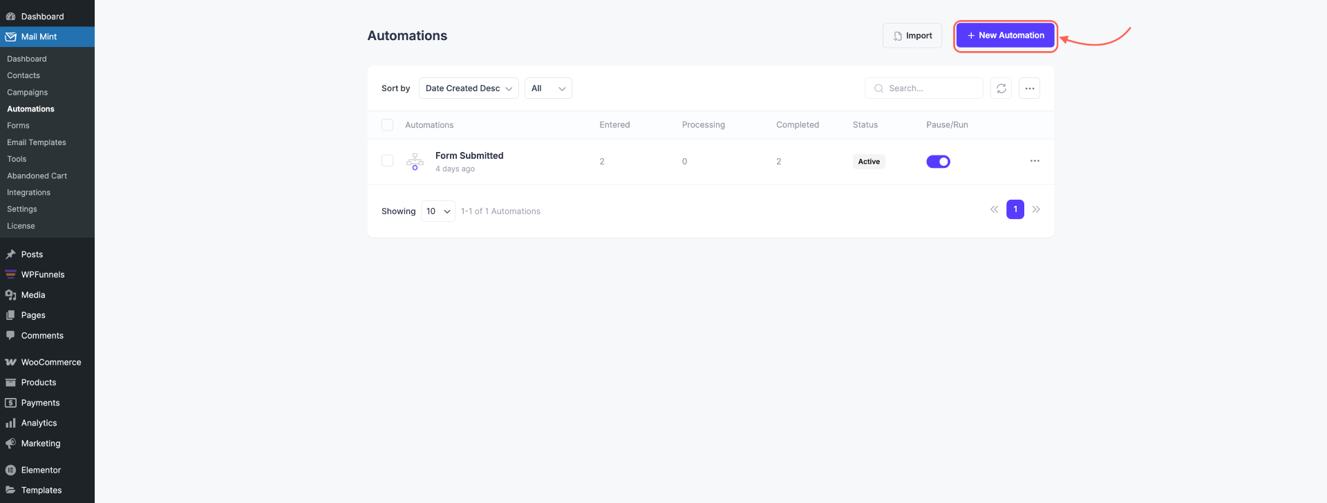 How To Create Email Marketing Automation - Mail Mint Triggers 1 Automation Page -Mail Mint