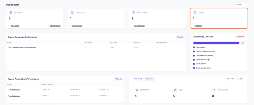 Choose Form from Dashboard 
