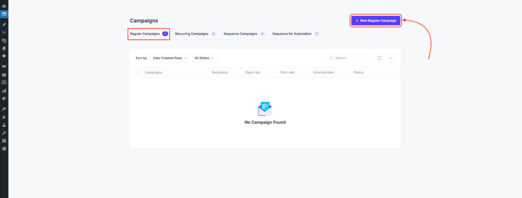 How To Create And Send Regular Email Campaigns In Mail Mint 3 Click New Regular Campaign