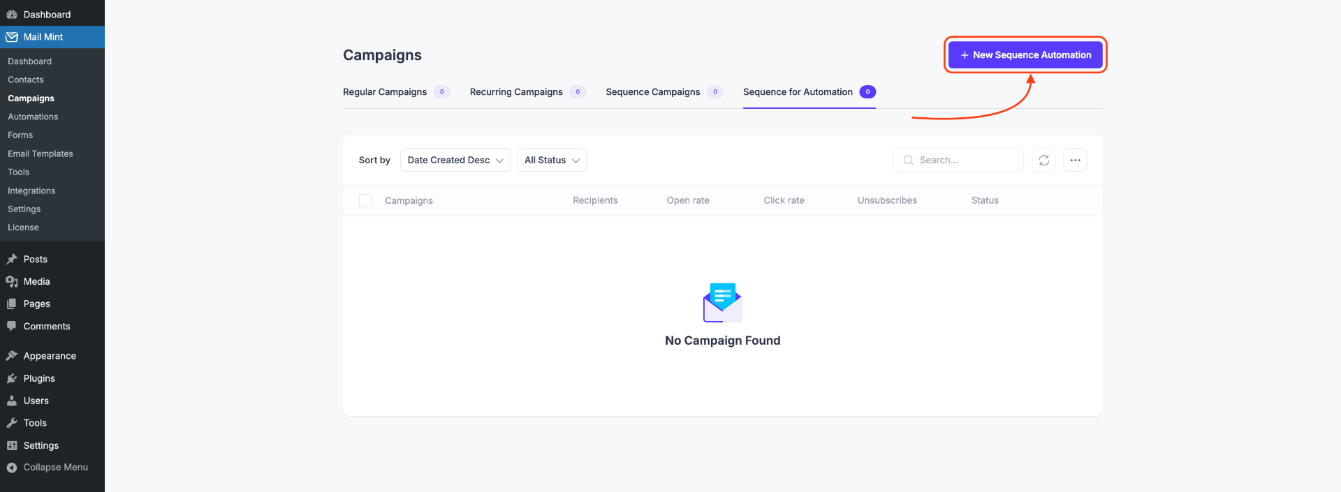 How To Create An Email Sequence For Automation In Mail Mint 3 Click on New Sequence Automation