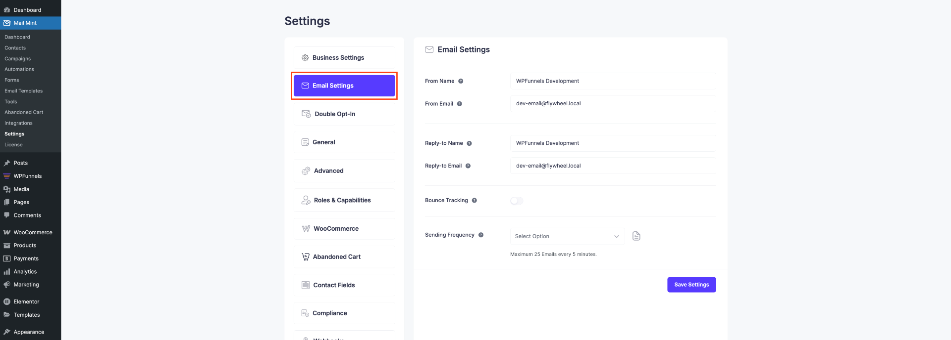 Email Settings - Mail Mint