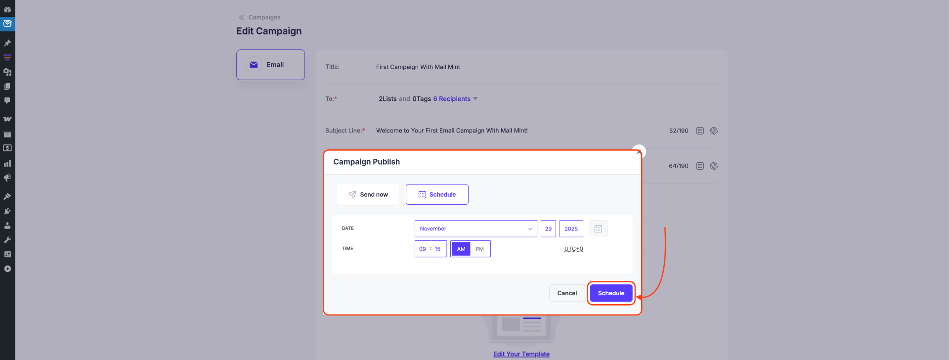How To Create And Send Regular Email Campaigns In Mail Mint 18 Finally Proceed and Activate Your Camping