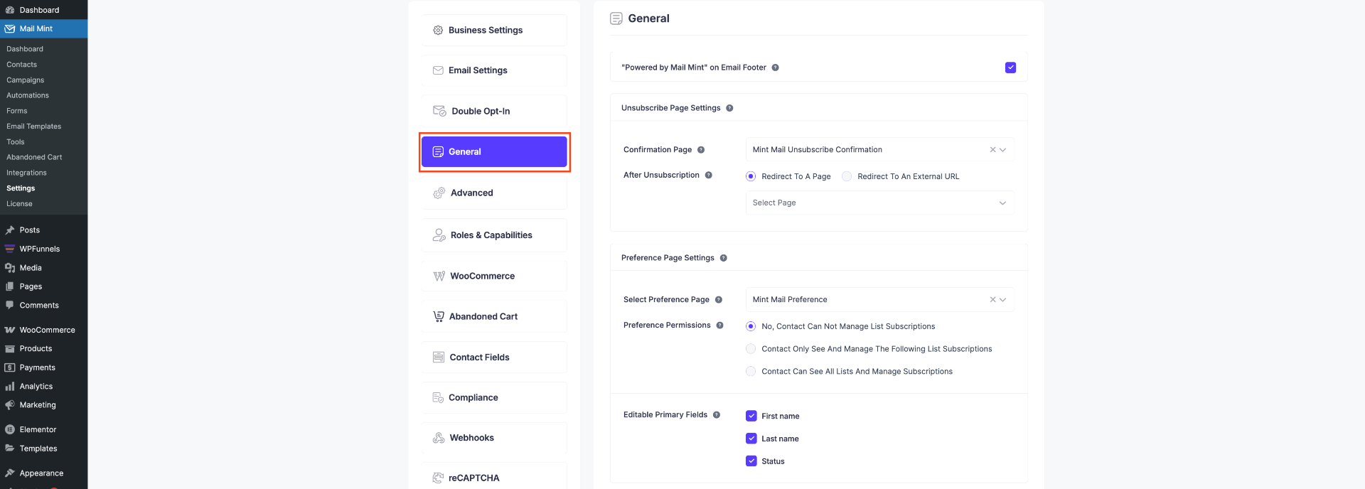 General Settings - Mail Mint