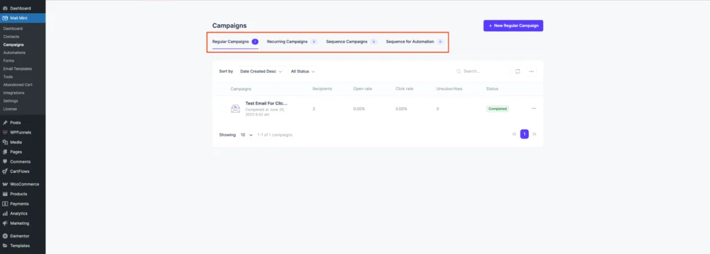 Mail Mint Overview-All type of Campaigns 